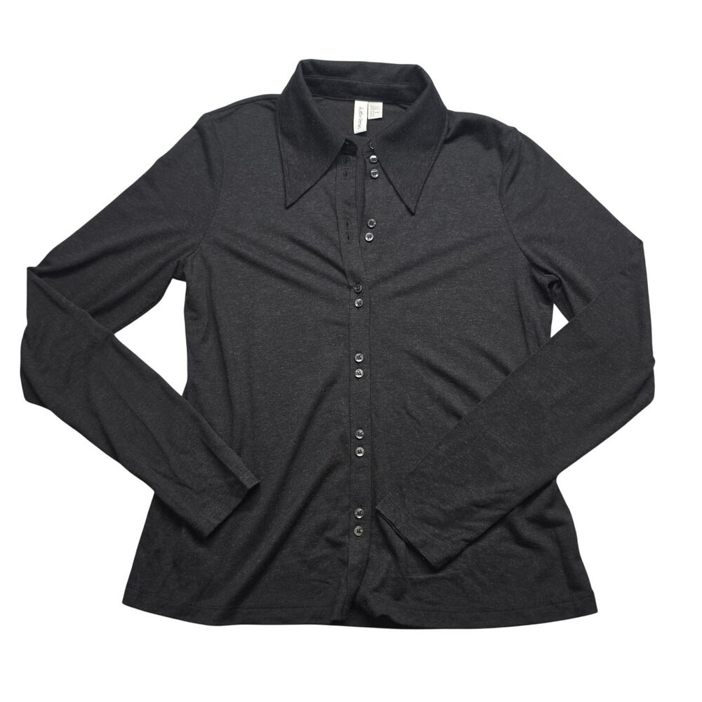 & Other Stories Wool Modal Point Collar Dagger Knit Shirt Top Medium